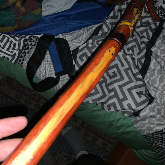 Hand carved snake themed wooden cane - Picture 7 of 7